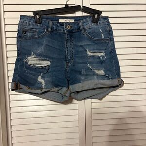 KanCan Blue Distressed Jean Shorts